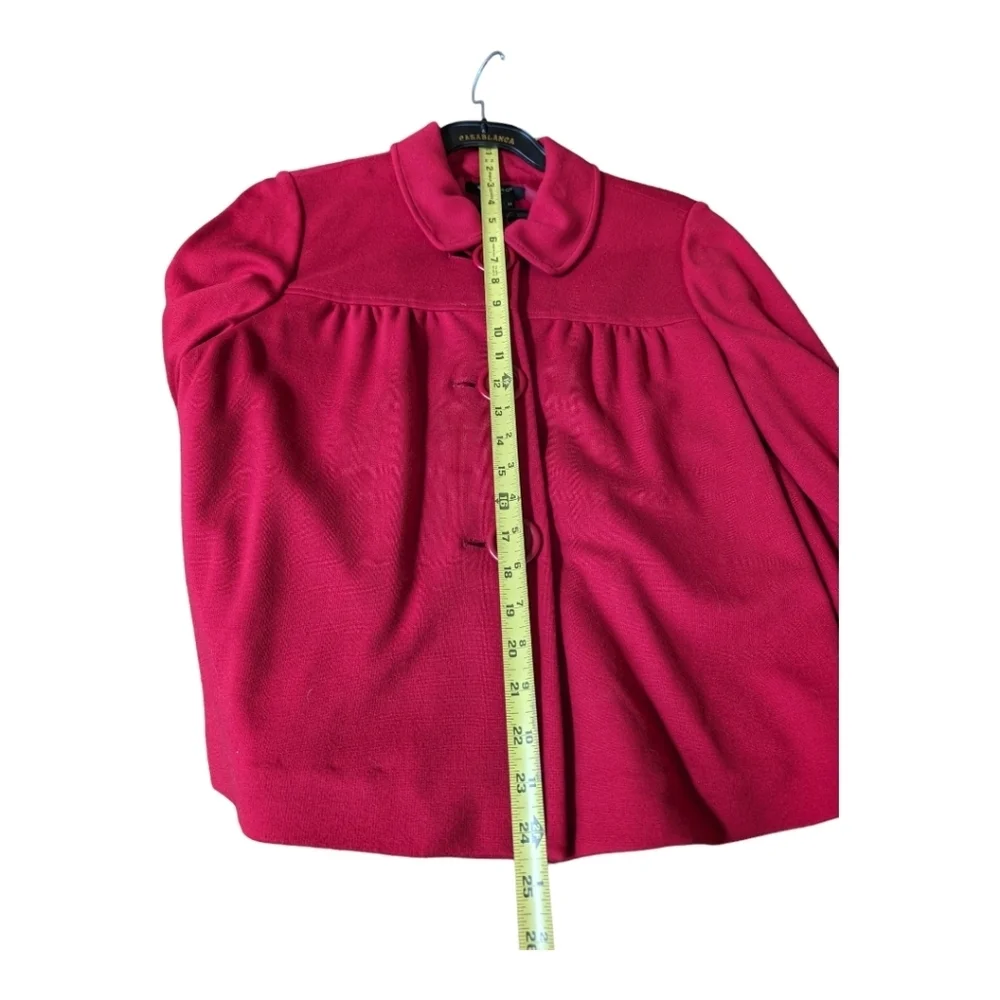 Sandro Sportswear Red Big Button Cropped Boxy Lined Jacket Size Med EUC Luxury - Picture 5 of 8